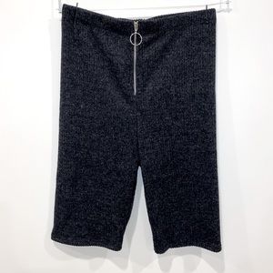 High waisted zipper biker shorts